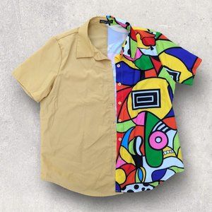 Shein Colorful Split Button Down Blouse